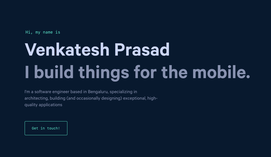 Venkatesh Prasad | Software Engineer